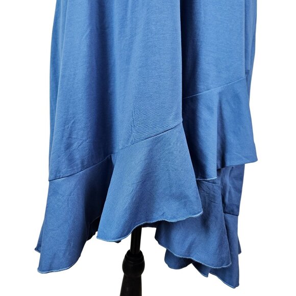 Ultranice Womens XL Blue V-Neck Wrap Flowy Irregular Hem Summer Cocktail Dress - Picture 8 of 12